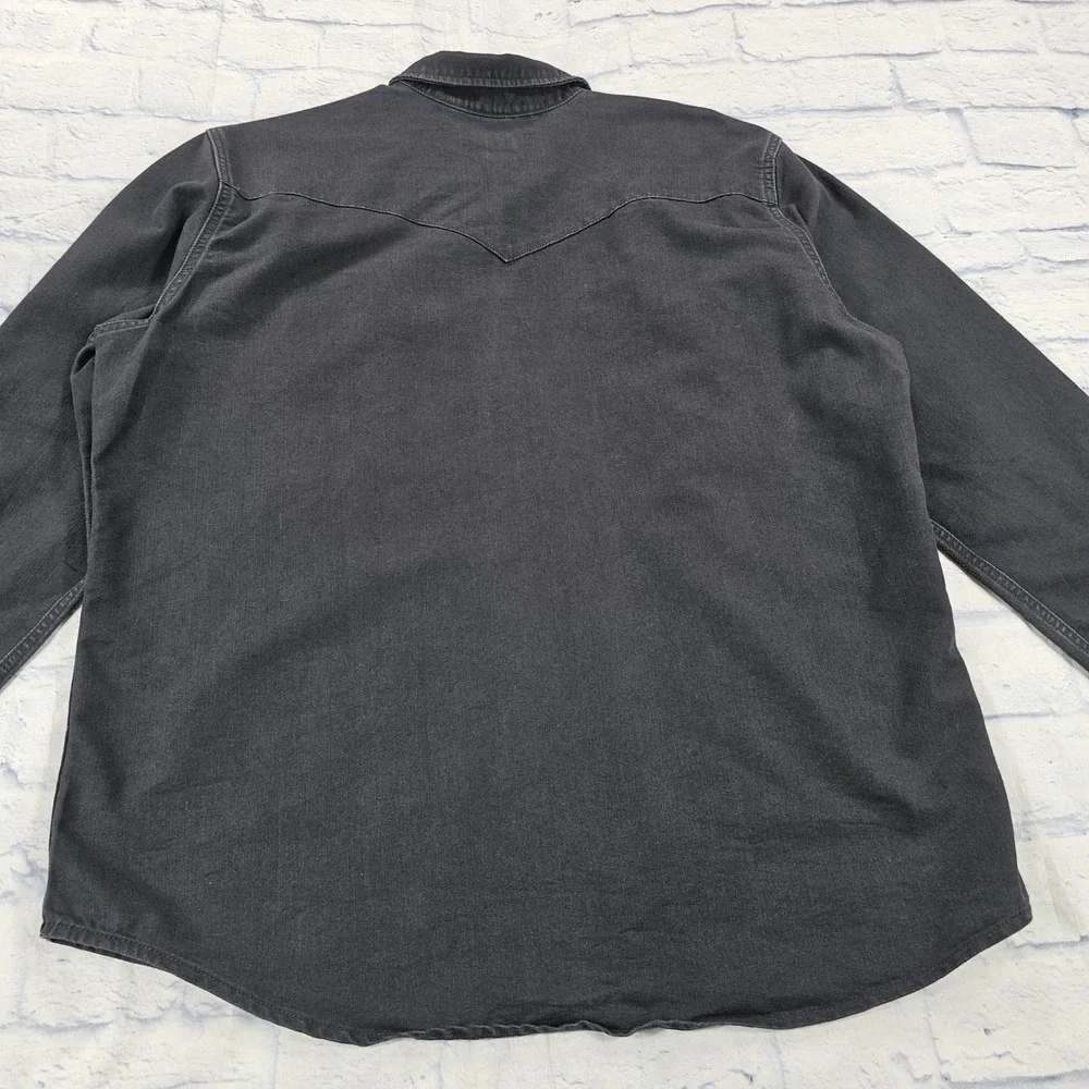 Levis Western Shirt Mens XL Black Denim Pearl Snap Long Sleeve Americana Rugged